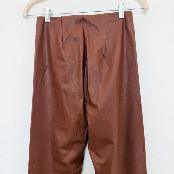NWOT Naked Wardrobe Vegan Leather High Waist Leggings‎ Brown Size Medium - Picture 7 of 7